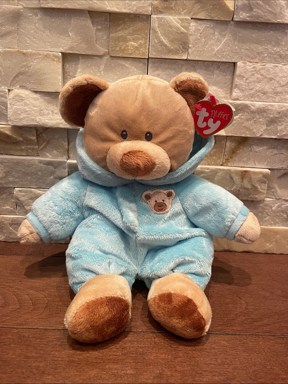 5/$25 NEW Ty Brown Bear in Light Blue Hoodie Plush